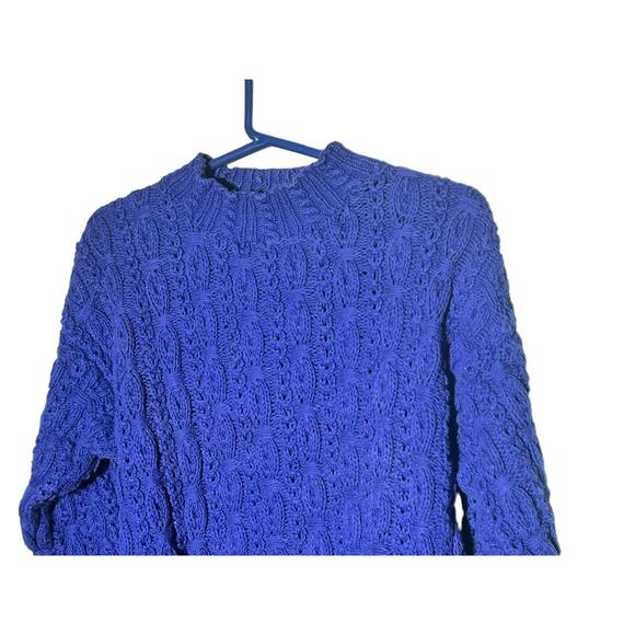 Cape Isle Knitters Womens Blue Cable Knit Sweater Medium Hand Knit Cold Weather - Picture 3 of 5